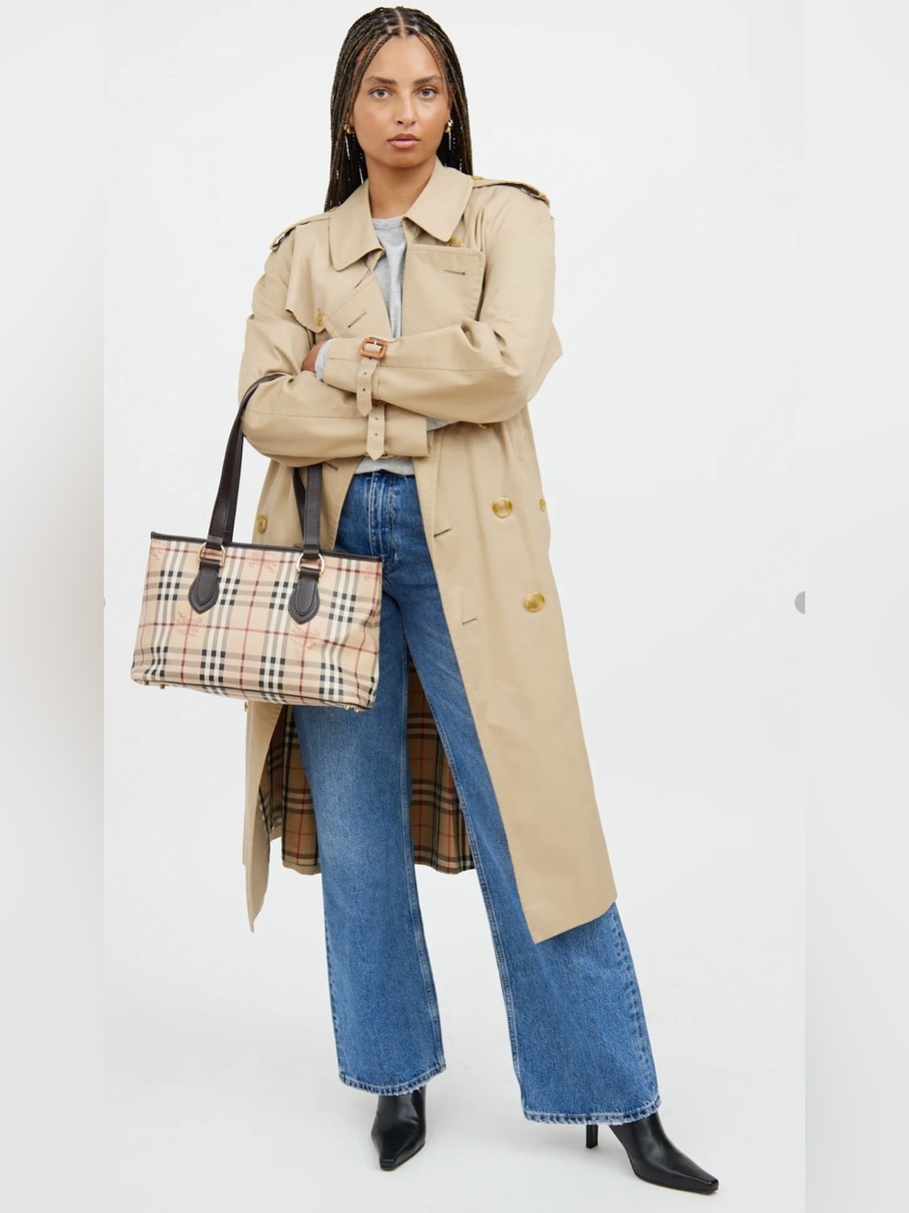 Burberry Beige Haymarket Check Regent Tote Bag - Picture 2 of 16